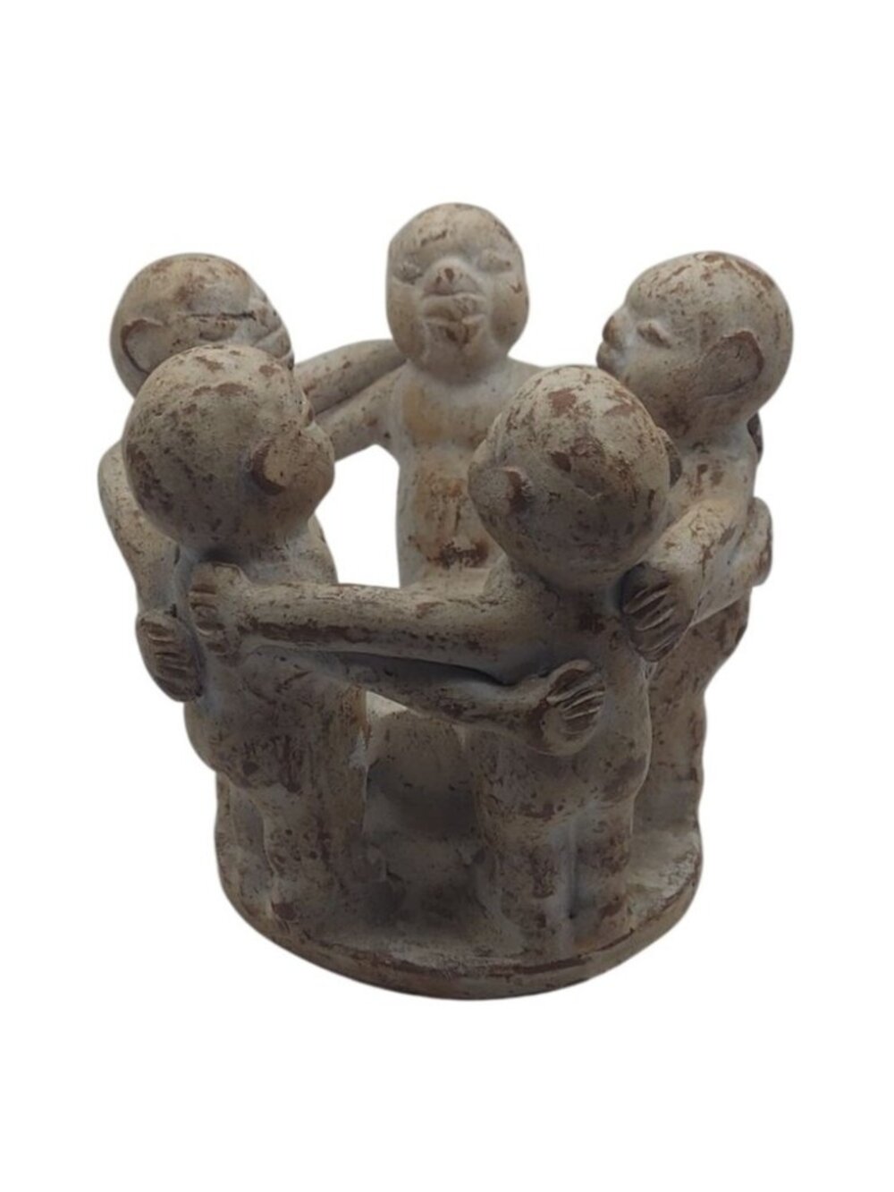 Circle Of Friends Candle Holder 5 Figure Terracotta Tea Light Handmade Indonesia
